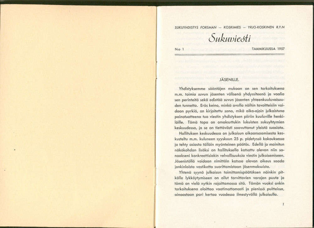 Sukuviesti 1, sivut 0 ja 1