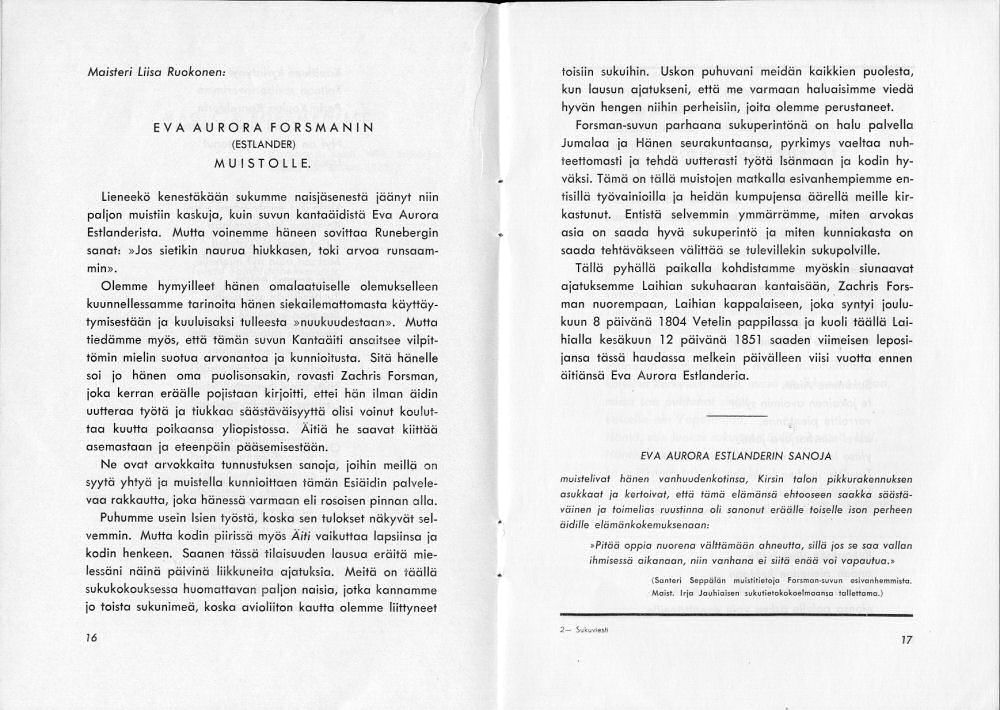 Sukuviesti 1, sivut 16 ja 17