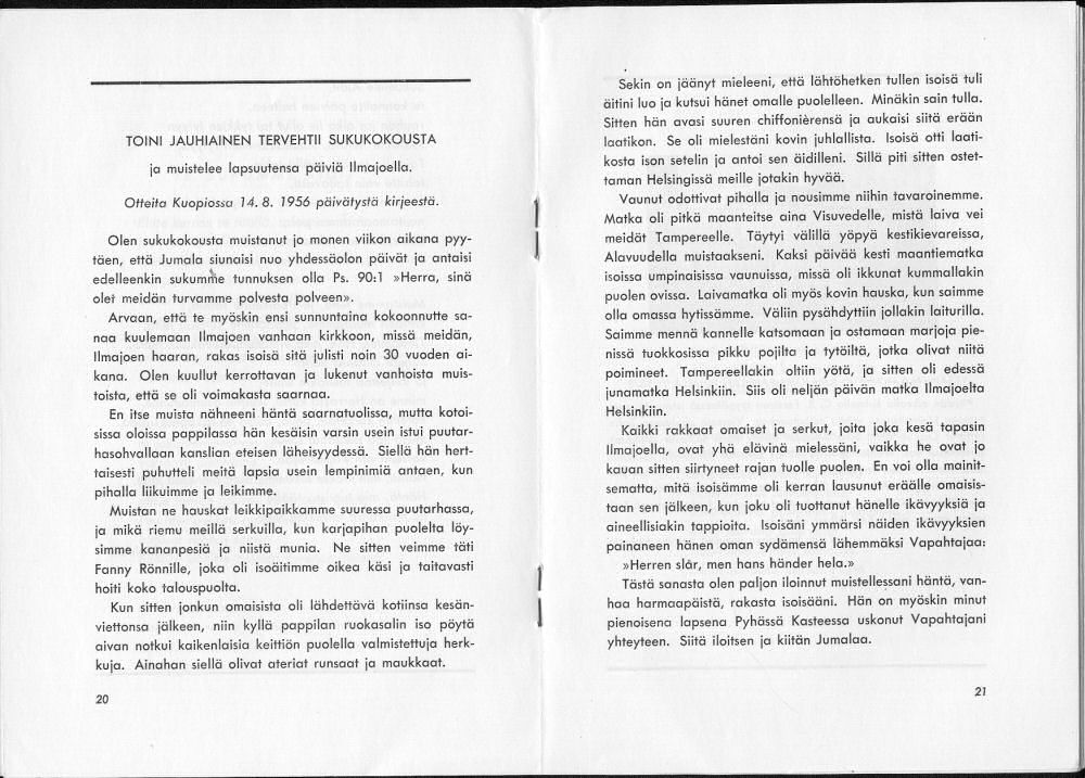 Sukuviesti 1, sivut 20 ja 21
