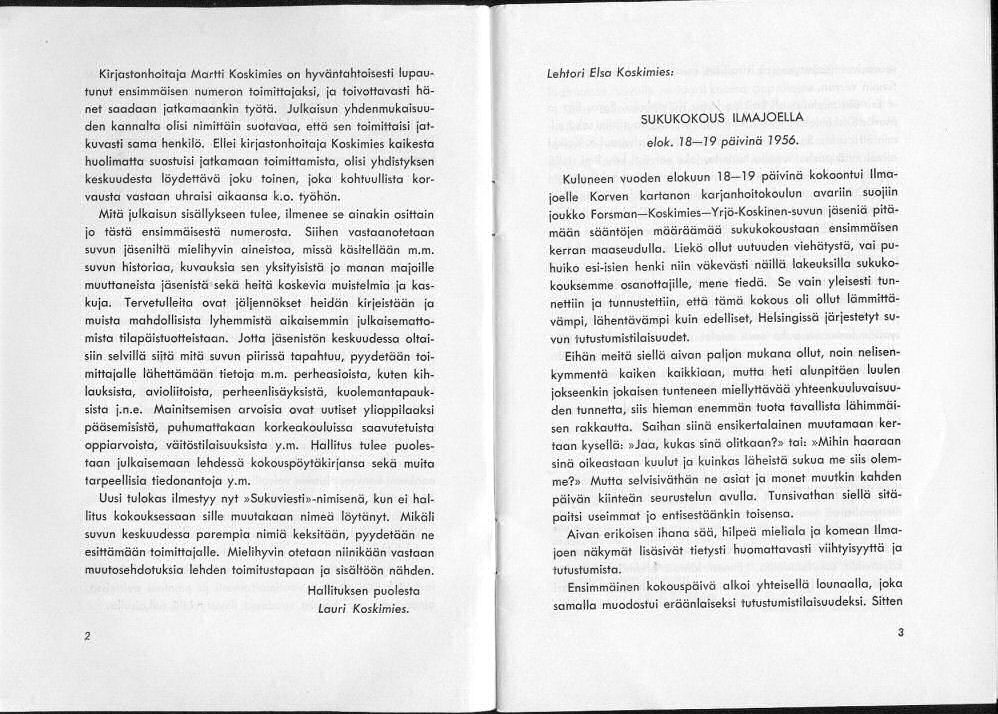 Sukuviesti 1, sivut 2 ja 3