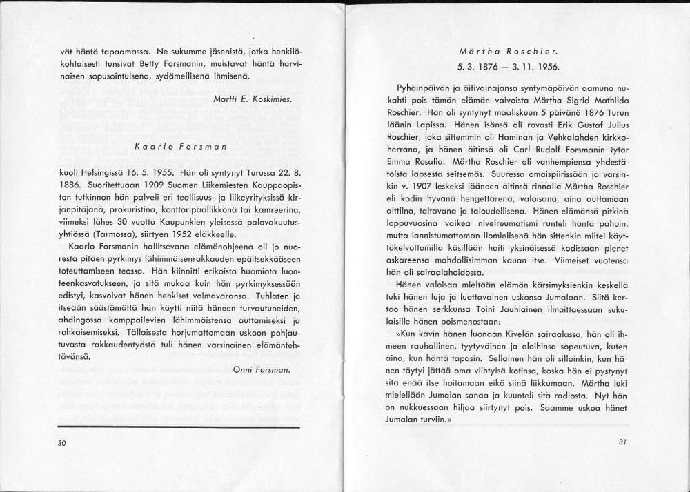 Sukuviesti 1, sivut 30 ja 31