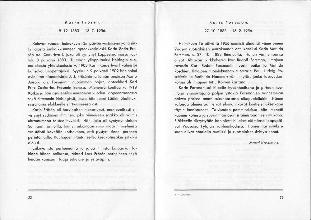Sukuviesti 1, sivut 32 ja 33
