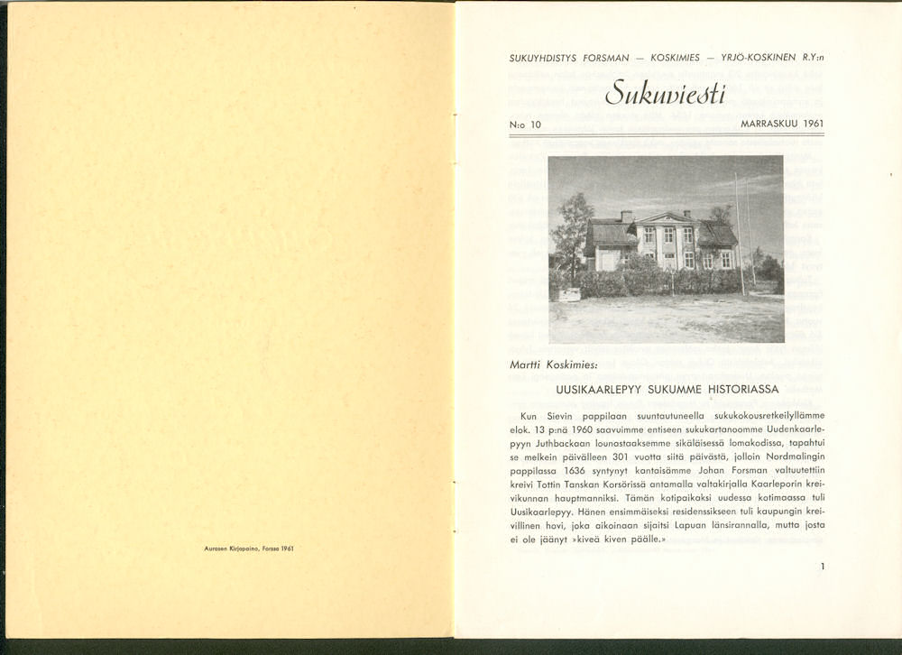 Sukuviesti 10, sivut 0 ja 1