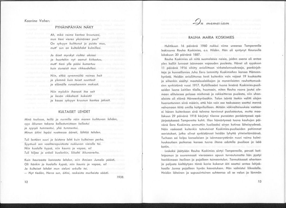 Sukuviesti 10, sivut 12 ja 13