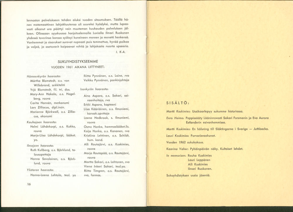 Sukuviesti 10, sivut 16 ja 17