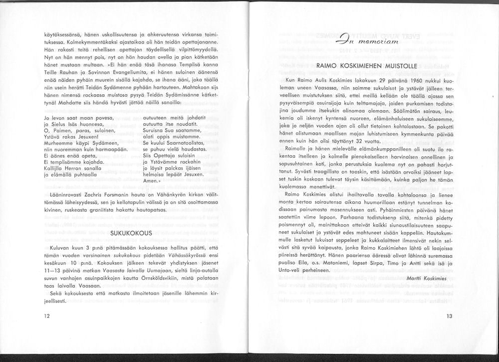 Sukuviesti 11, sivut 12 ja 13