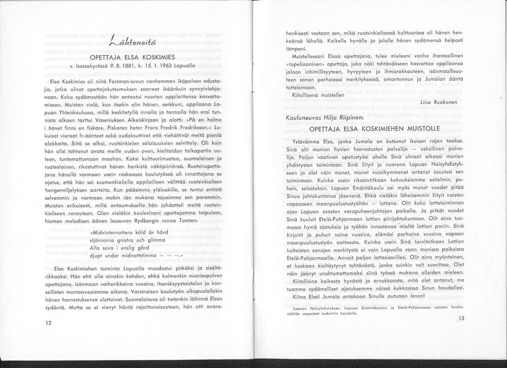 Sukuviesti 13, sivut 12 ja 13