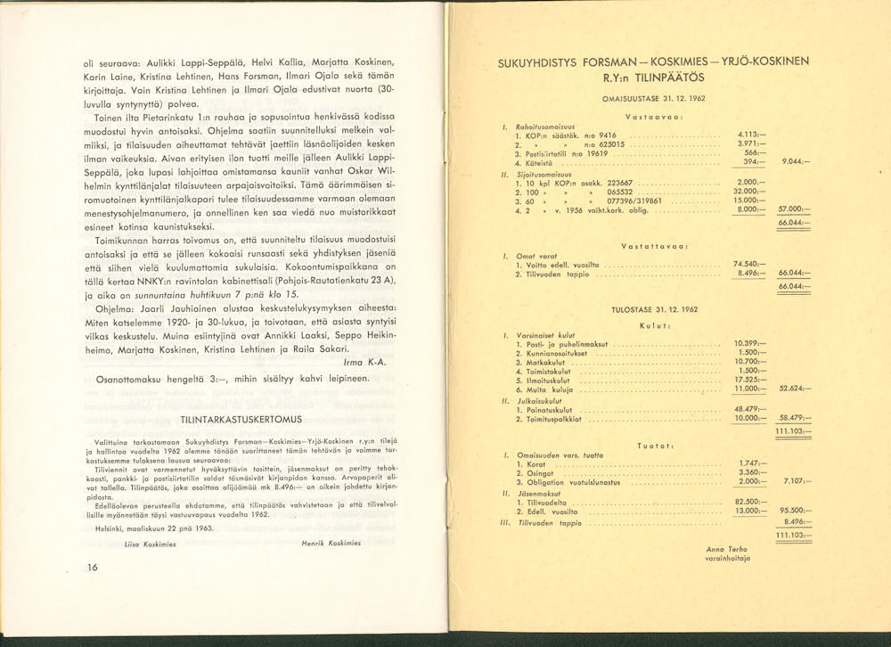 Sukuviesti 13, sivut 16 ja 17