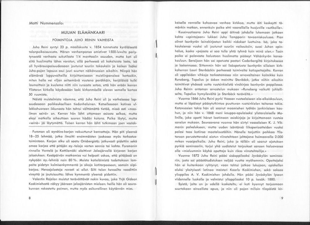 Sukuviesti 13, sivut 8 ja 9