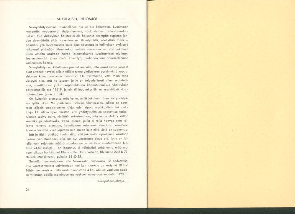 Sukuviesti 14, sivut 24 ja 25