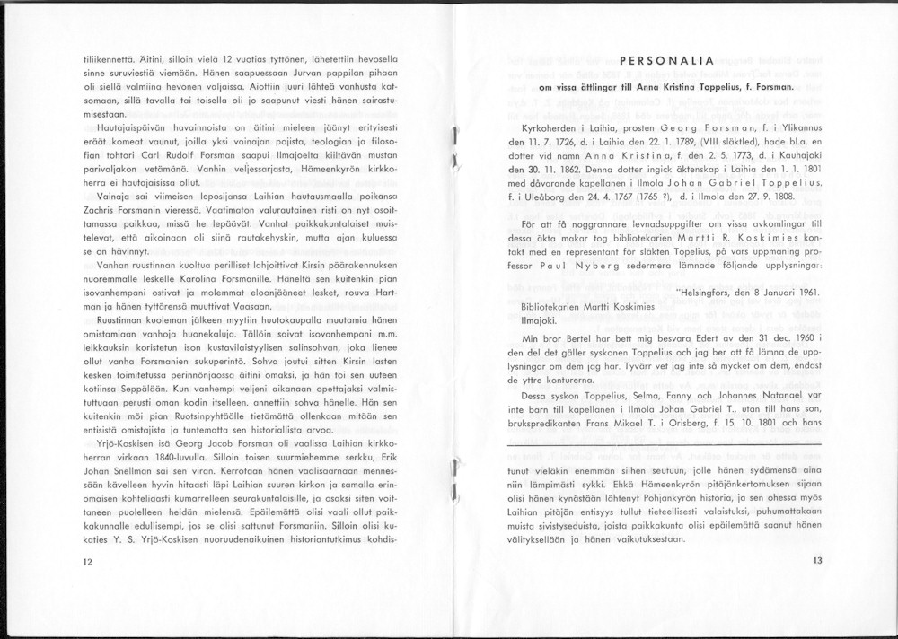 Sukuviesti 16, sivut 12 ja 13