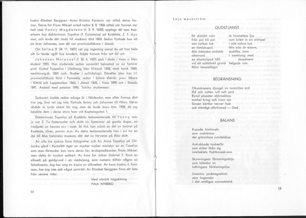 Sukuviesti 16, sivut 14 ja 15