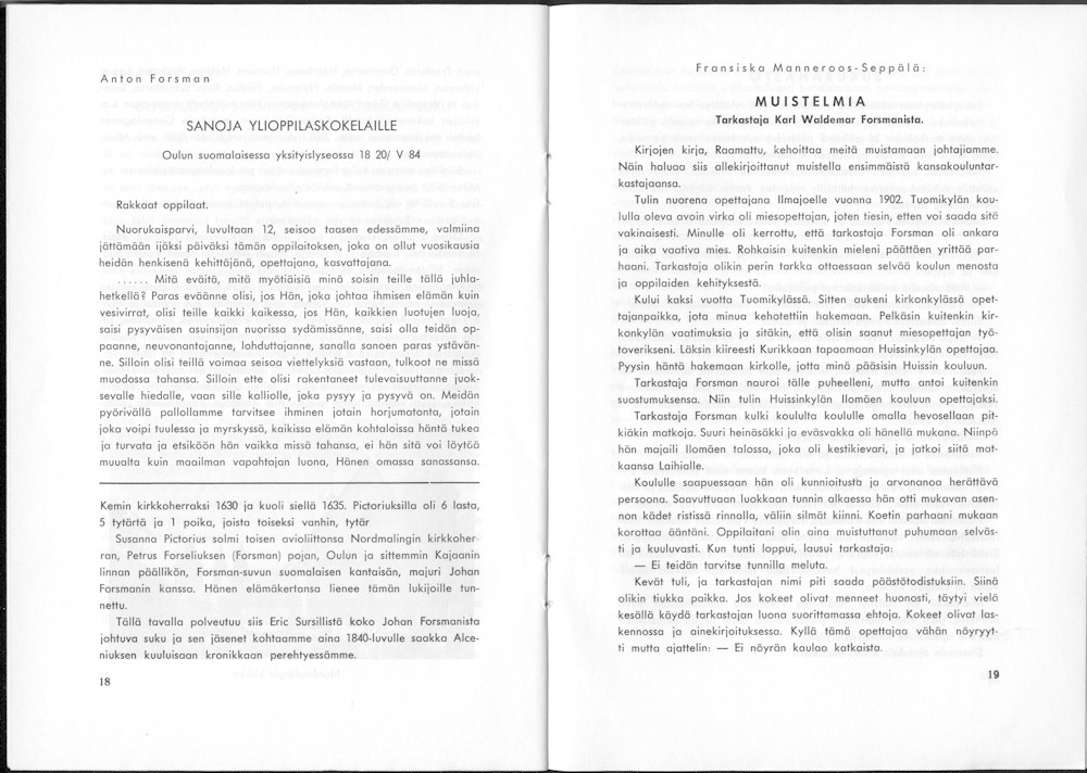 Sukuviesti 16, sivut 18 ja 19