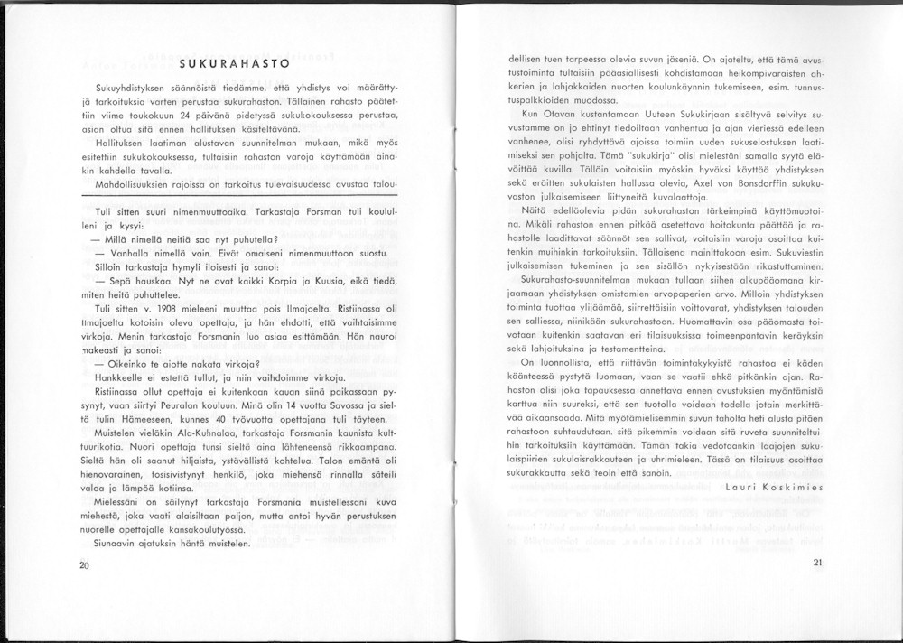 Sukuviesti 16, sivut 20 ja 21