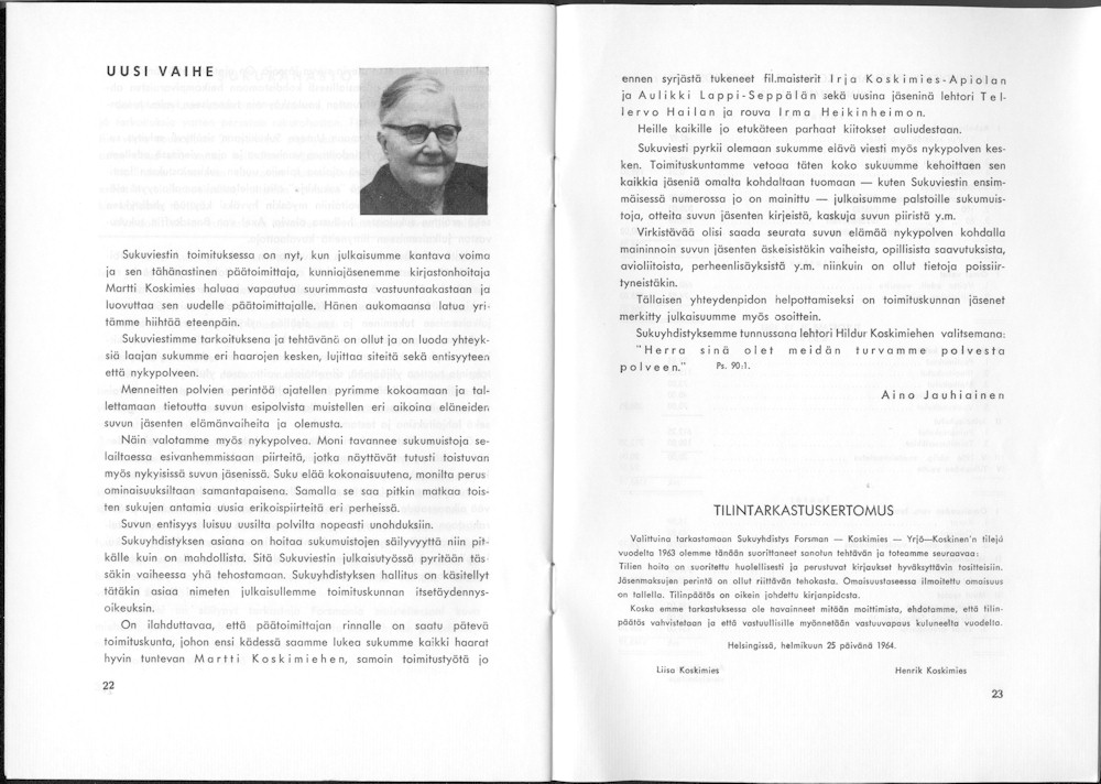 Sukuviesti 16, sivut 22 ja 23