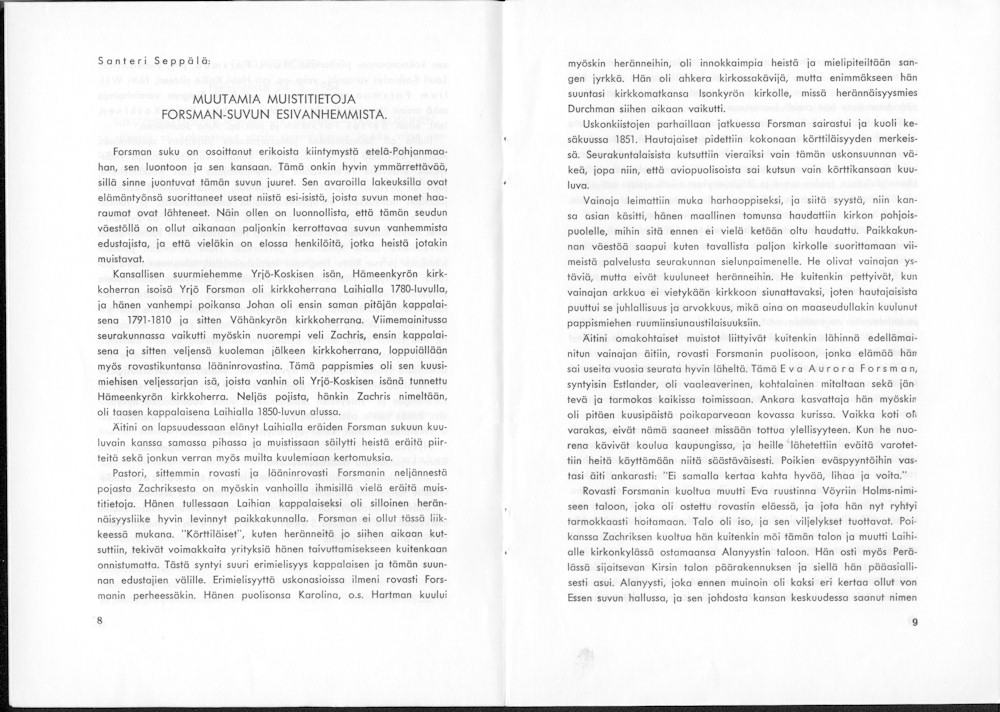 Sukuviesti 16, sivut 8 ja 9