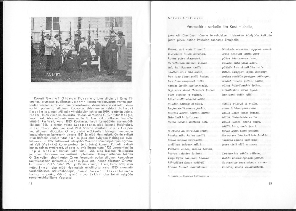 Sukuviesti 17, sivut 14 ja 15