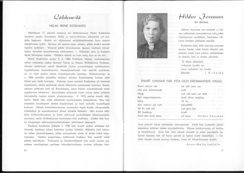 Sukuviesti 17, sivut 16 ja 17