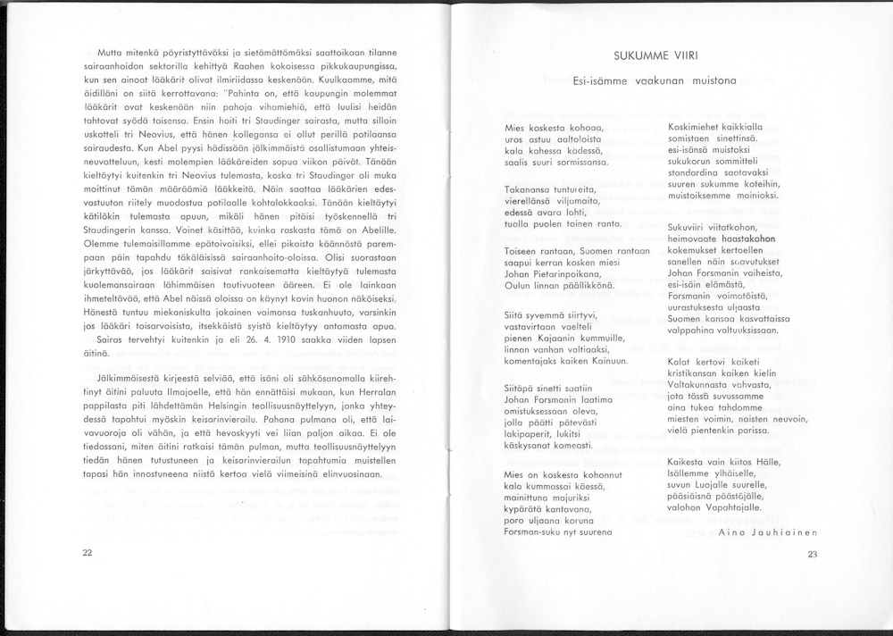 Sukuviesti 17, sivut 22 ja 23