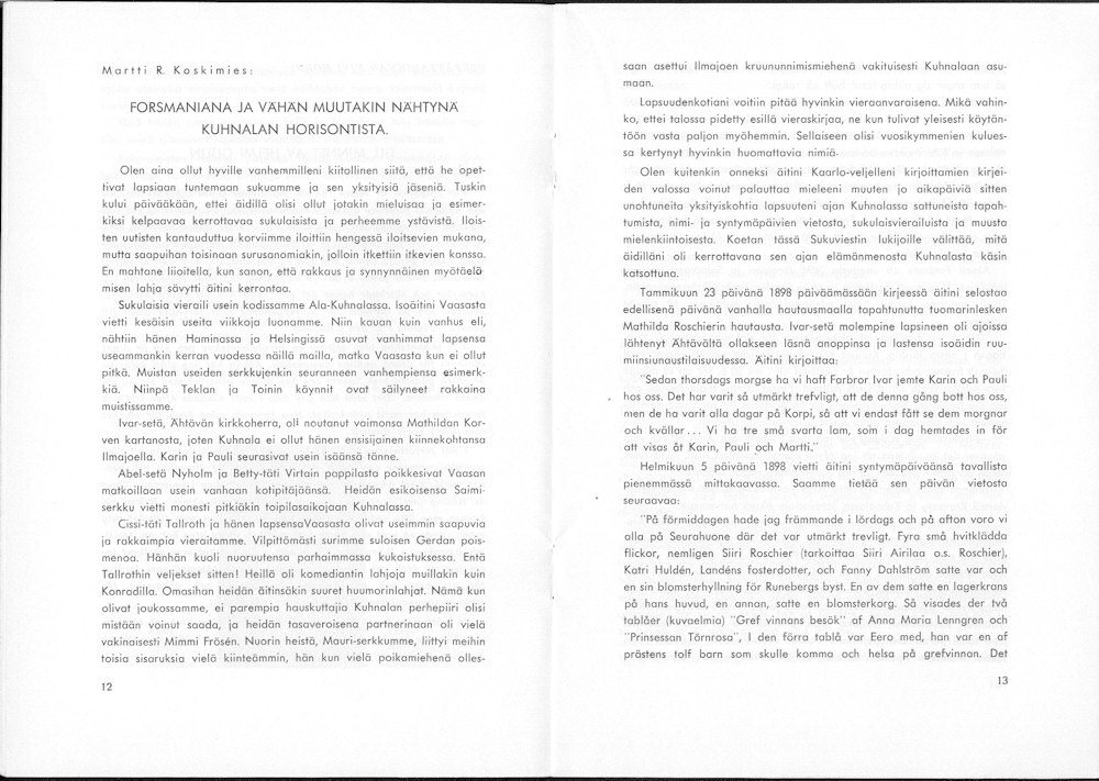 Sukuviesti 18, sivut 12 ja 13