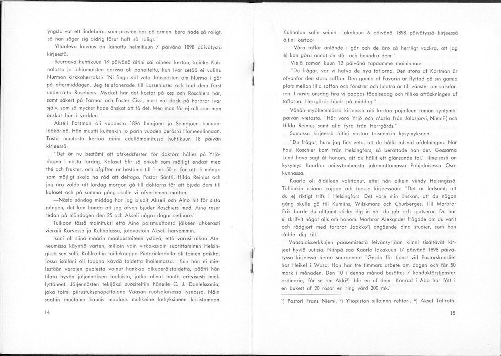 Sukuviesti 18, sivut 14 ja 15