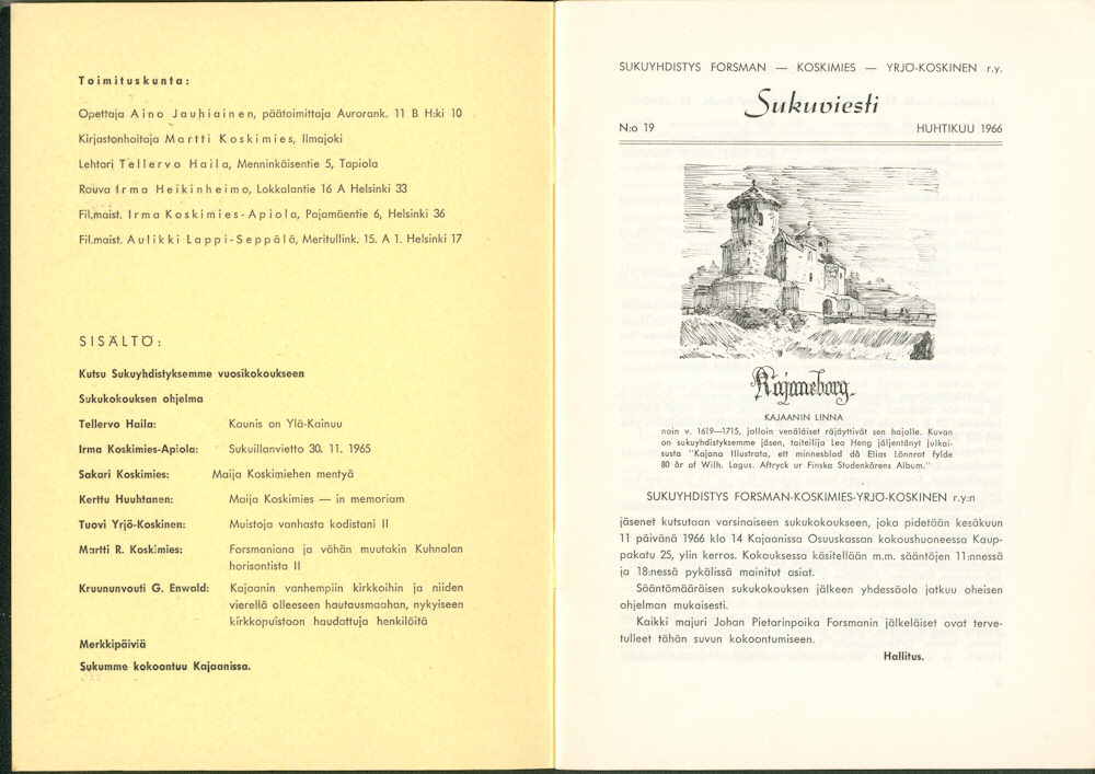Sukuviesti 19, sivut 0 ja 1