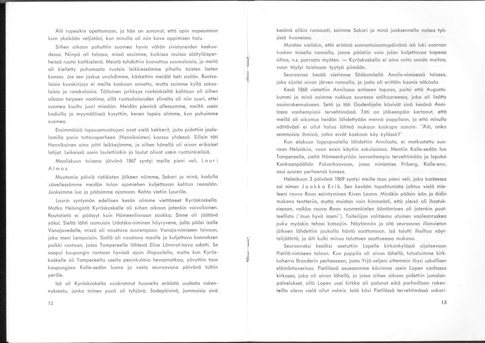 Sukuviesti 19, sivut 12 ja 13