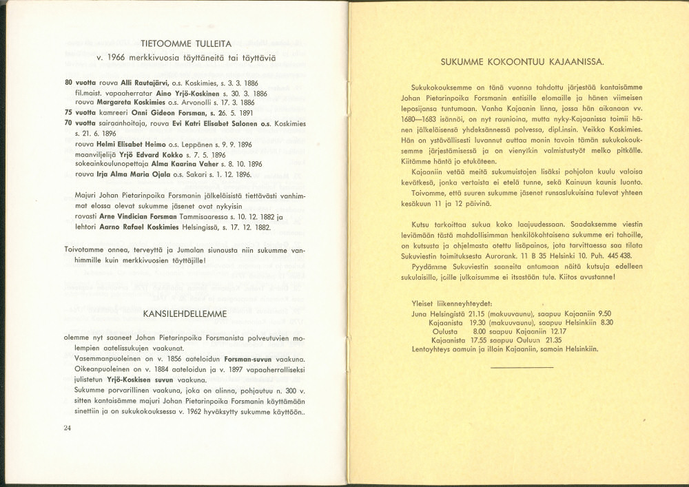 Sukuviesti 19, sivut 24 ja 25