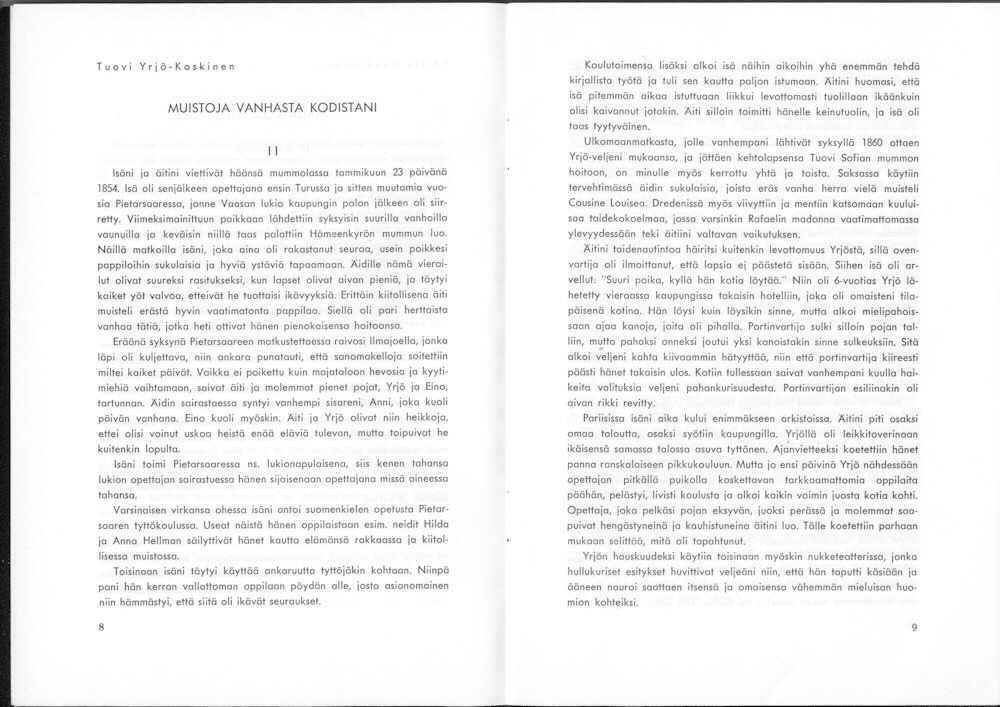 Sukuviesti 19, sivut 8 ja 9