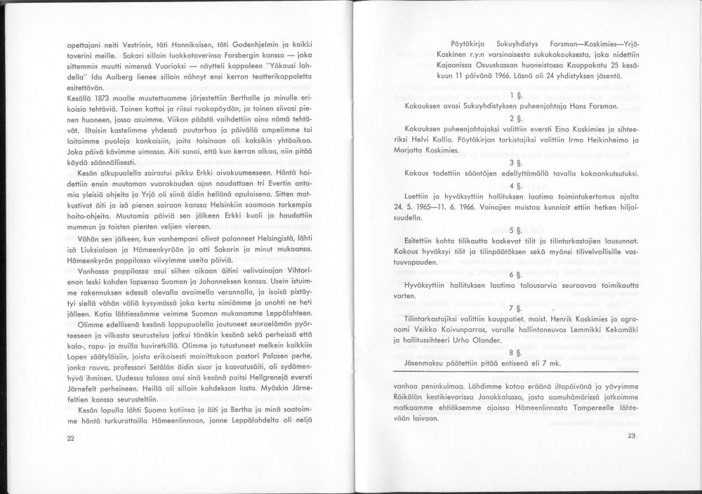 Sukuviesti 20, sivut 22 ja 23