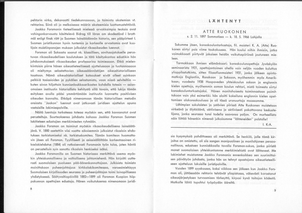 Sukuviesti 20, sivut 8 ja 9