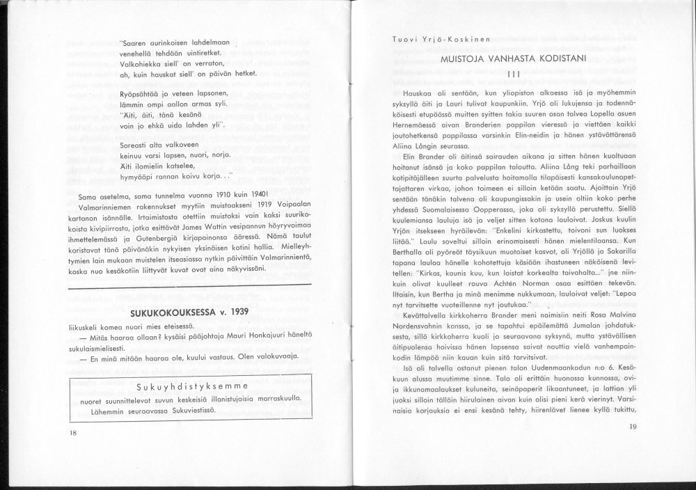 Sukuviesti 21, sivut 18 ja 19