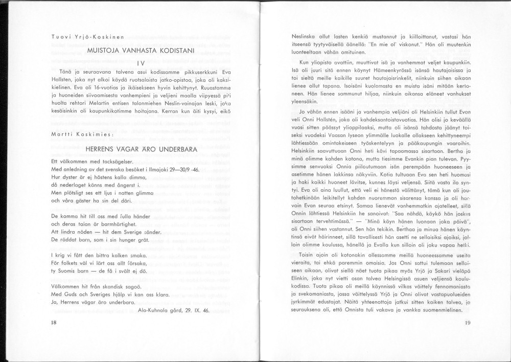 Sukuviesti 22, sivut 18 ja 19