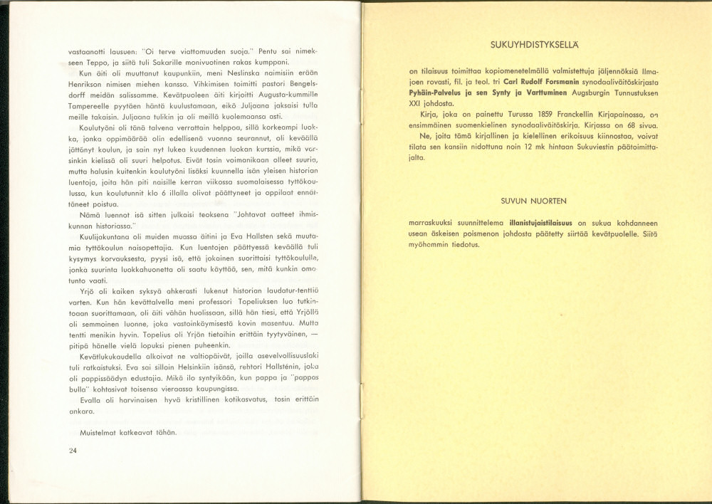 Sukuviesti 22, sivut 24 ja 25