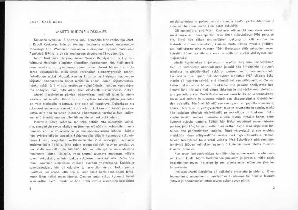 Sukuviesti 22, sivut 2 ja 3