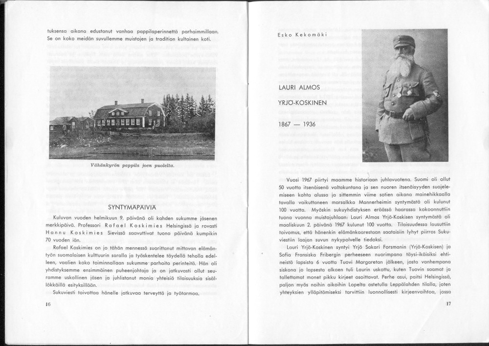 Sukuviesti 23, sivut 16 ja 17