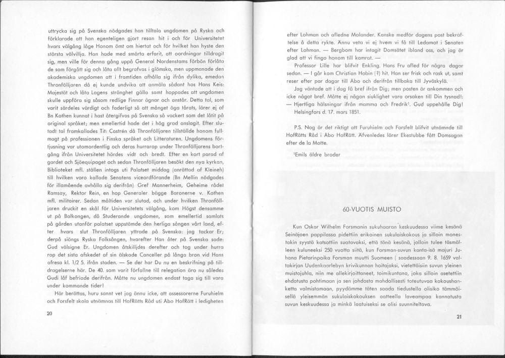 Sukuviesti 25, sivut 20 ja 21