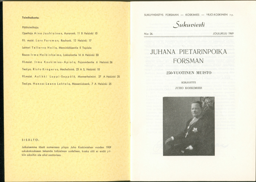 Sukuviesti 26, sivut 0 ja 1