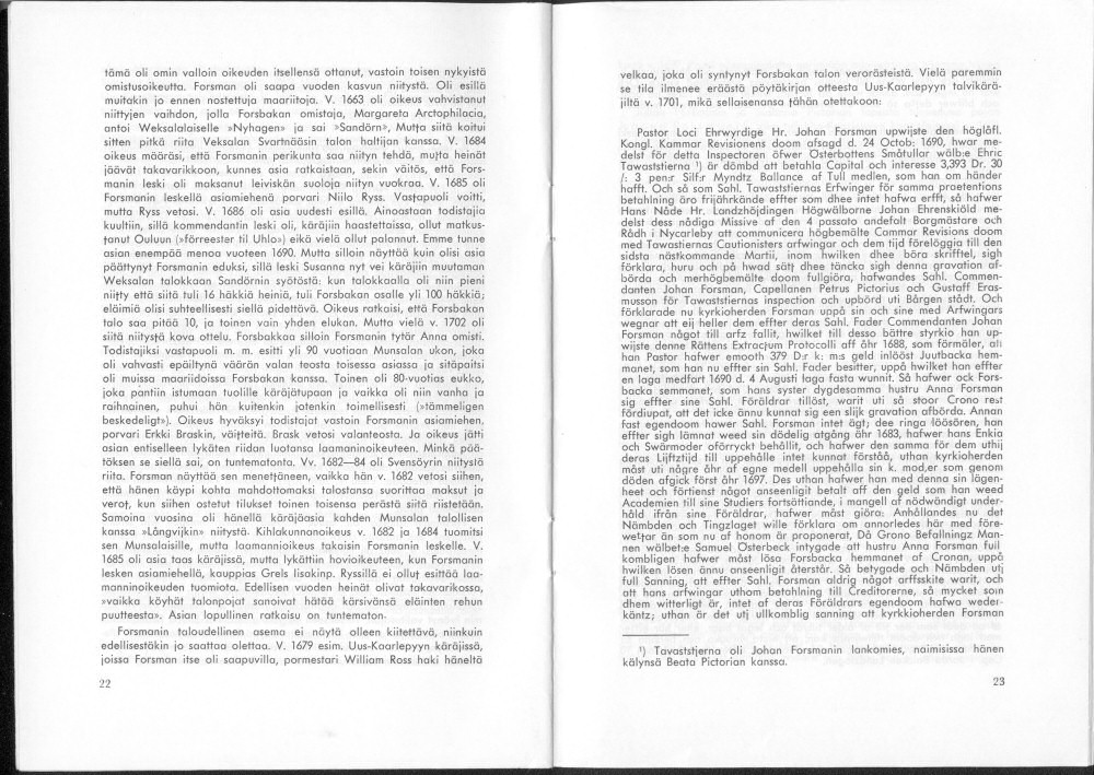 Sukuviesti 26, sivut 22 ja 23