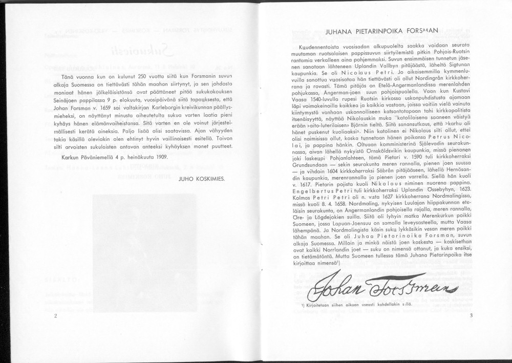 Sukuviesti 26, sivut 2 ja 3