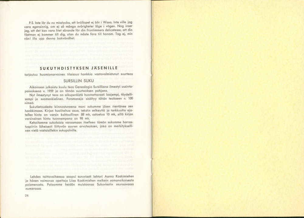 Sukuviesti 29, sivut 24 ja 25