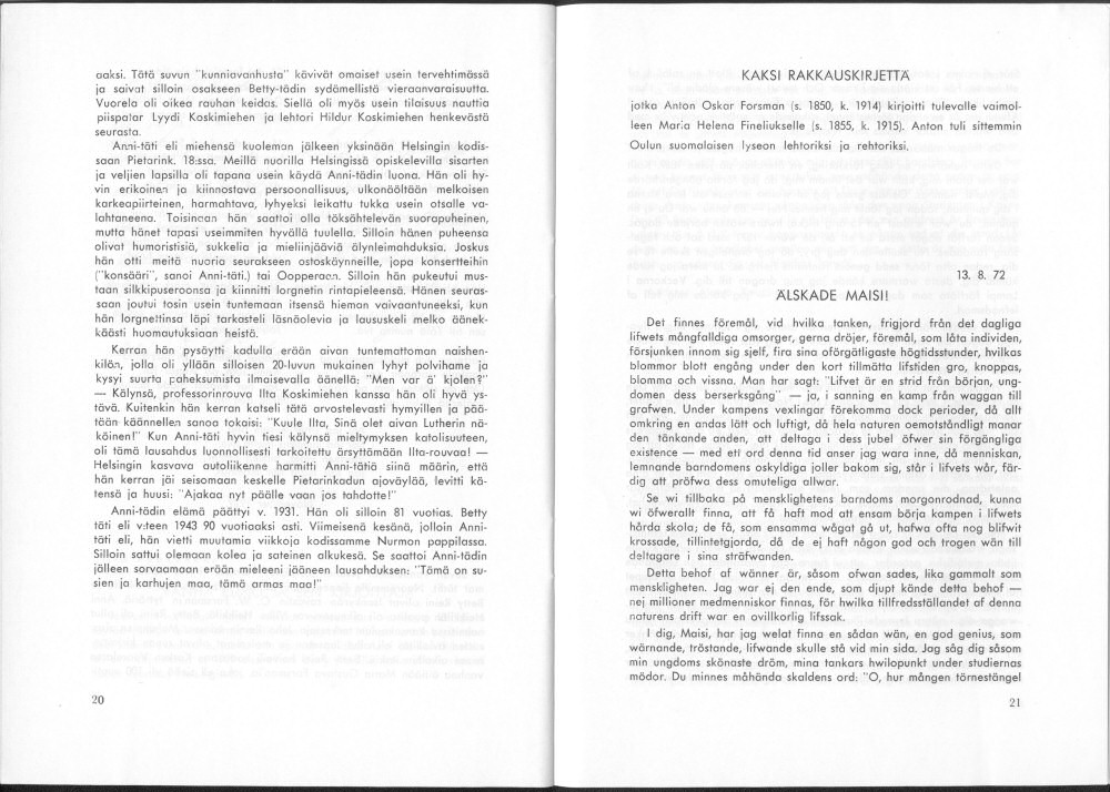 Sukuviesti 30, sivut 20 ja 21