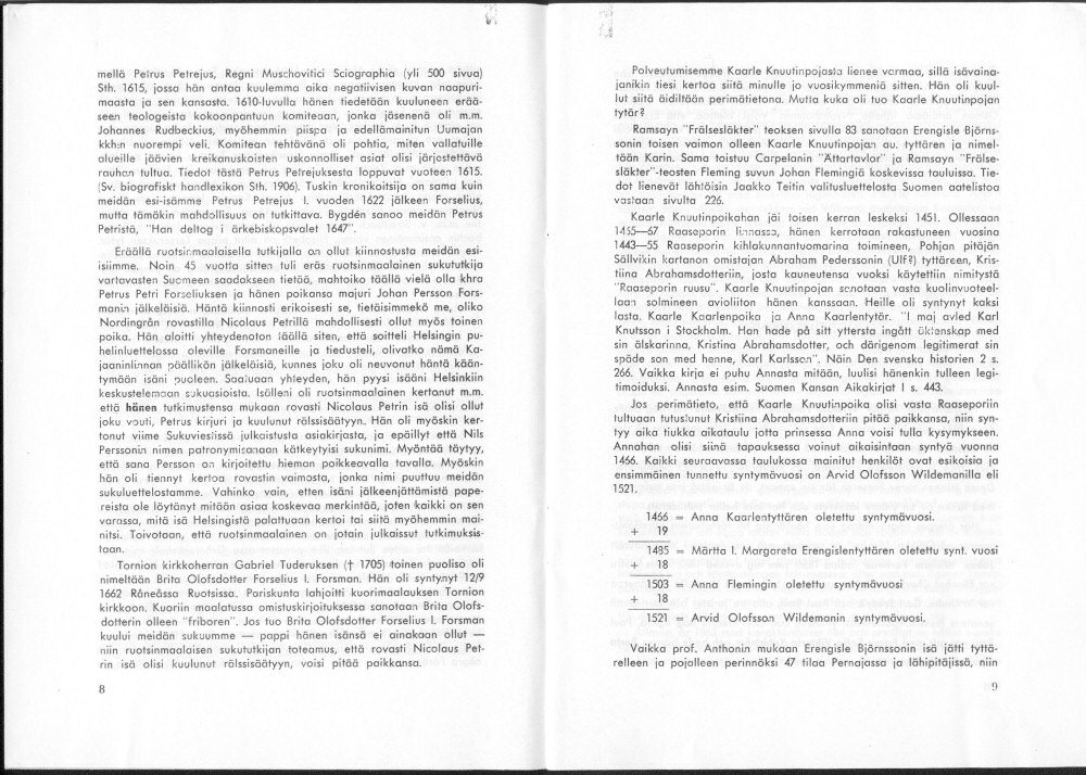 Sukuviesti 30, sivut 8 ja 9