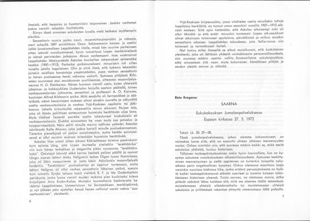 Sukuviesti 32, sivut 6 ja 7