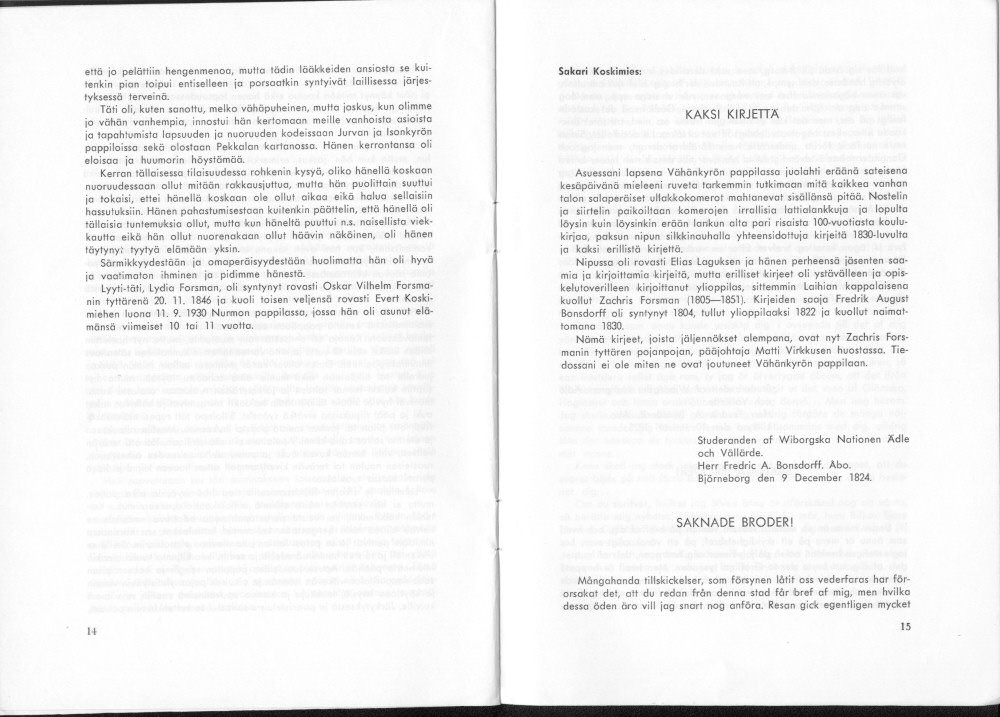 Sukuviesti 33, sivut 14 ja 15