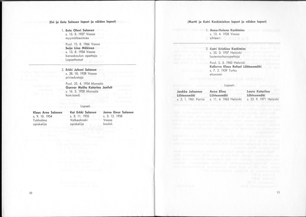 Sukuviesti 35, sivut 10 ja 11