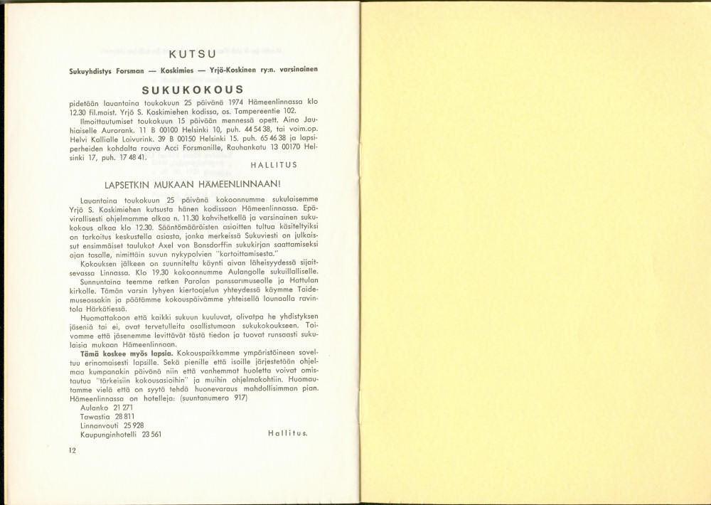 Sukuviesti 35, sivut 12 ja 13