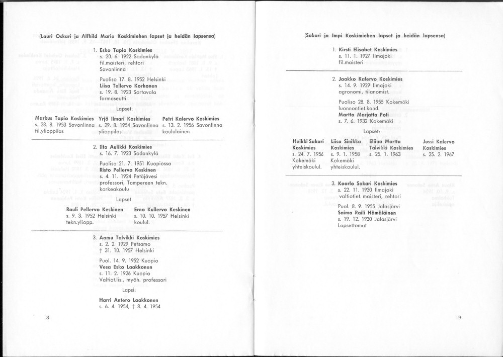 Sukuviesti 35, sivut 8 ja 9