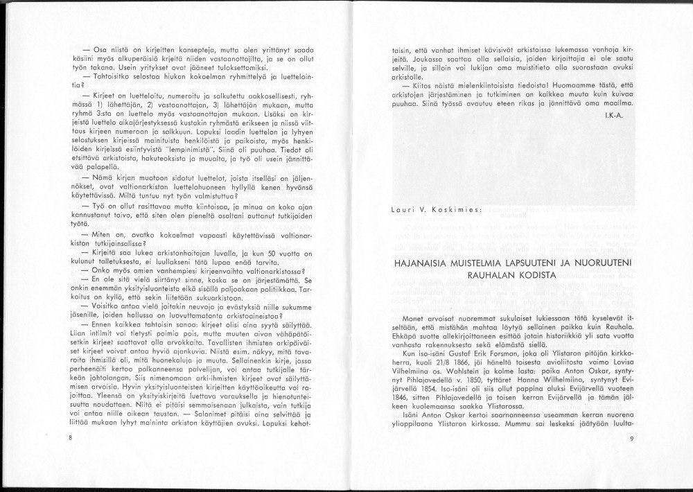 Sukuviesti 36, sivut 8 ja 9