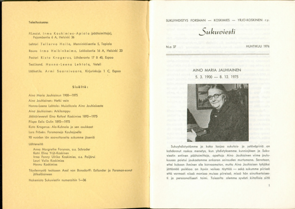 Sukuviesti 37, sivut 0 ja 1